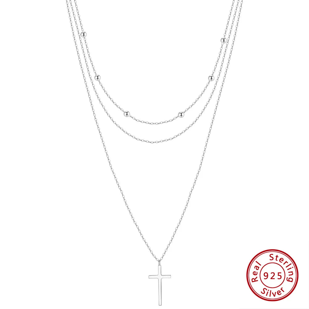 Sterling Silver Cross Pendant Chain Necklace