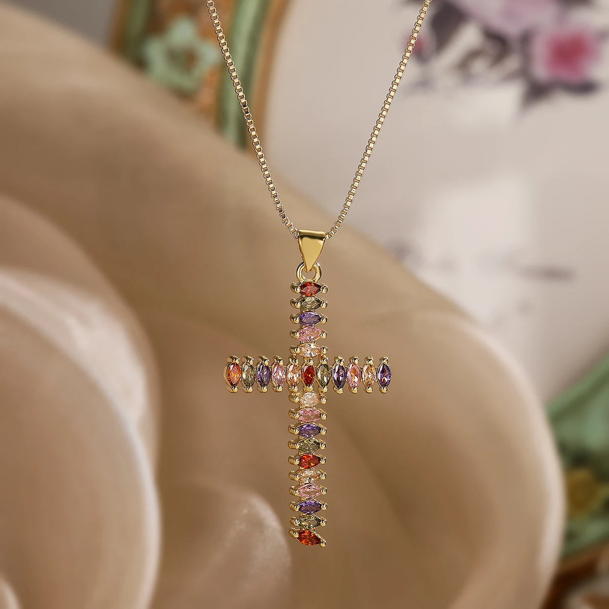 Cubic Zirconia Cross Necklaces