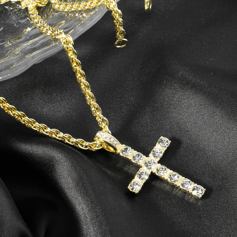 Iced Out Cross Pendant Necklace