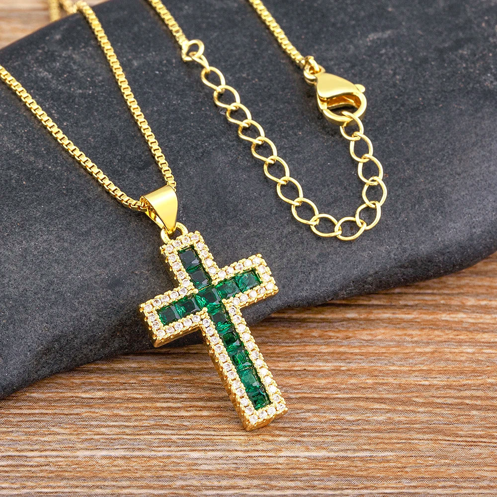 Multicolor Cross Pendant Necklace