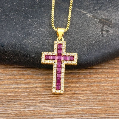 Multicolor Cross Pendant Necklace