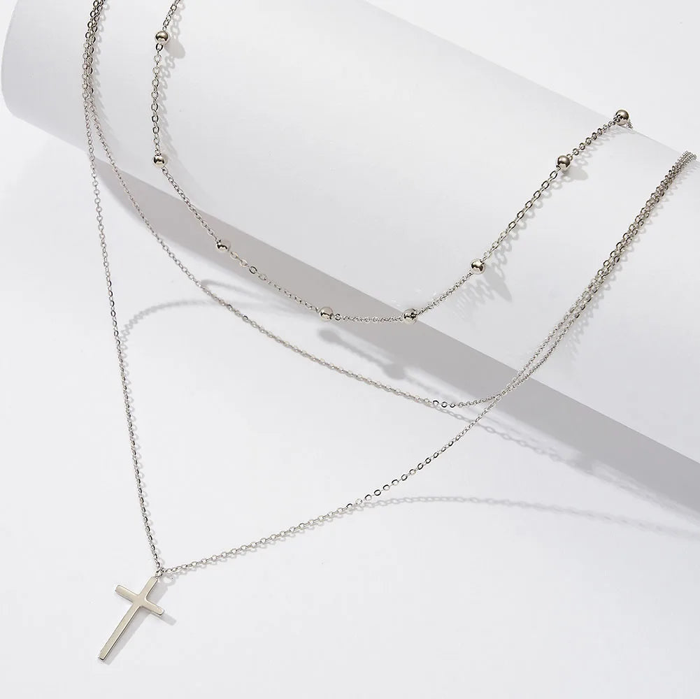 Sterling Silver Cross Pendant Chain Necklace