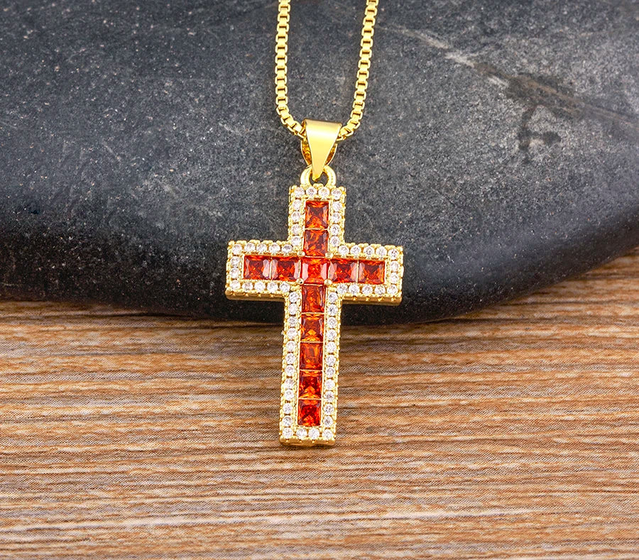 Multicolor Cross Pendant Necklace