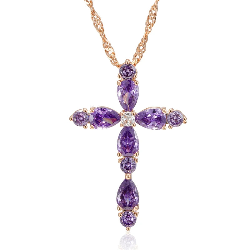 Zircon Cross Pendant Necklace