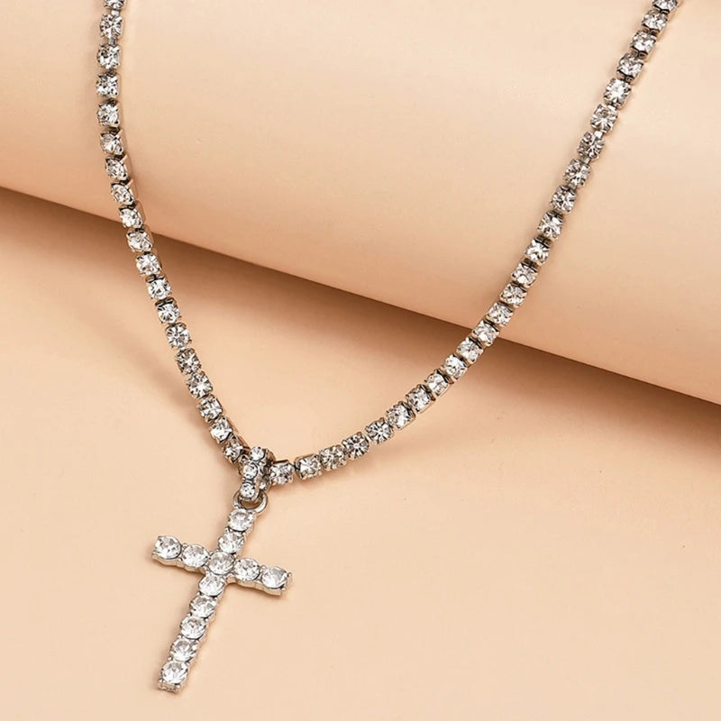 Crystals Cross Pendant Necklace