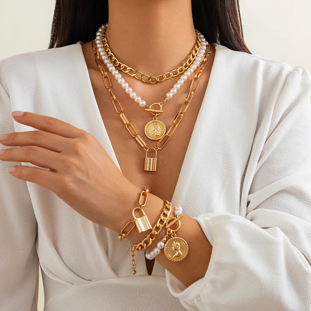 Multilayer Cuban Chunky Chain Necklace