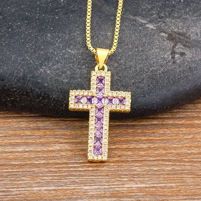 Multicolor Cross Pendant Necklace