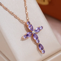 Zircon Cross Pendant Necklace