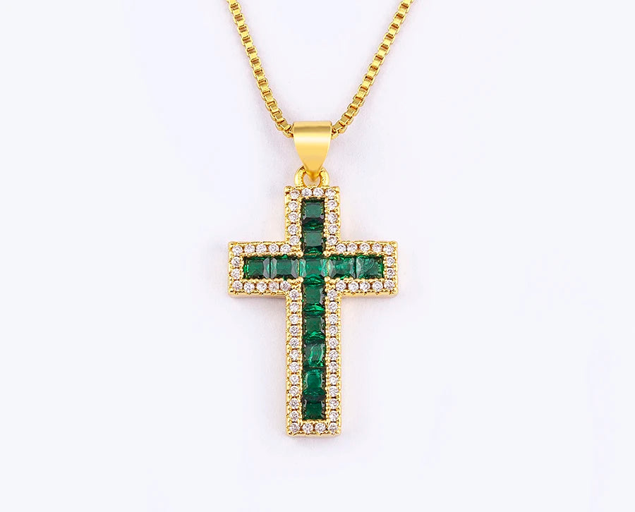 Multicolor Cross Pendant Necklace