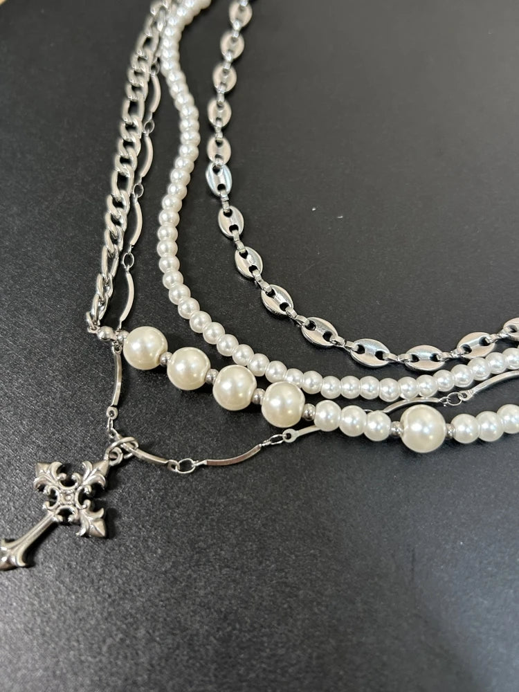 Pearl Cross Pendant Necklace