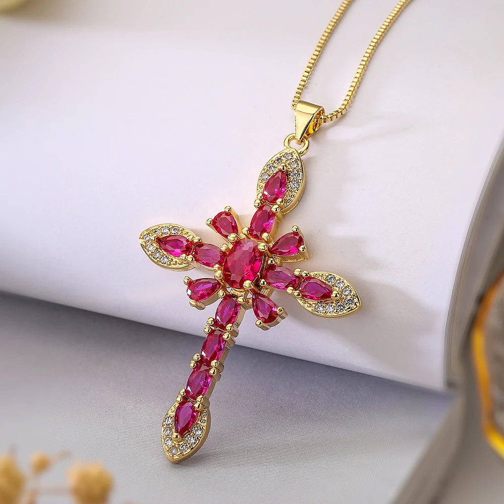 Cubic Zirconia Cross Necklaces