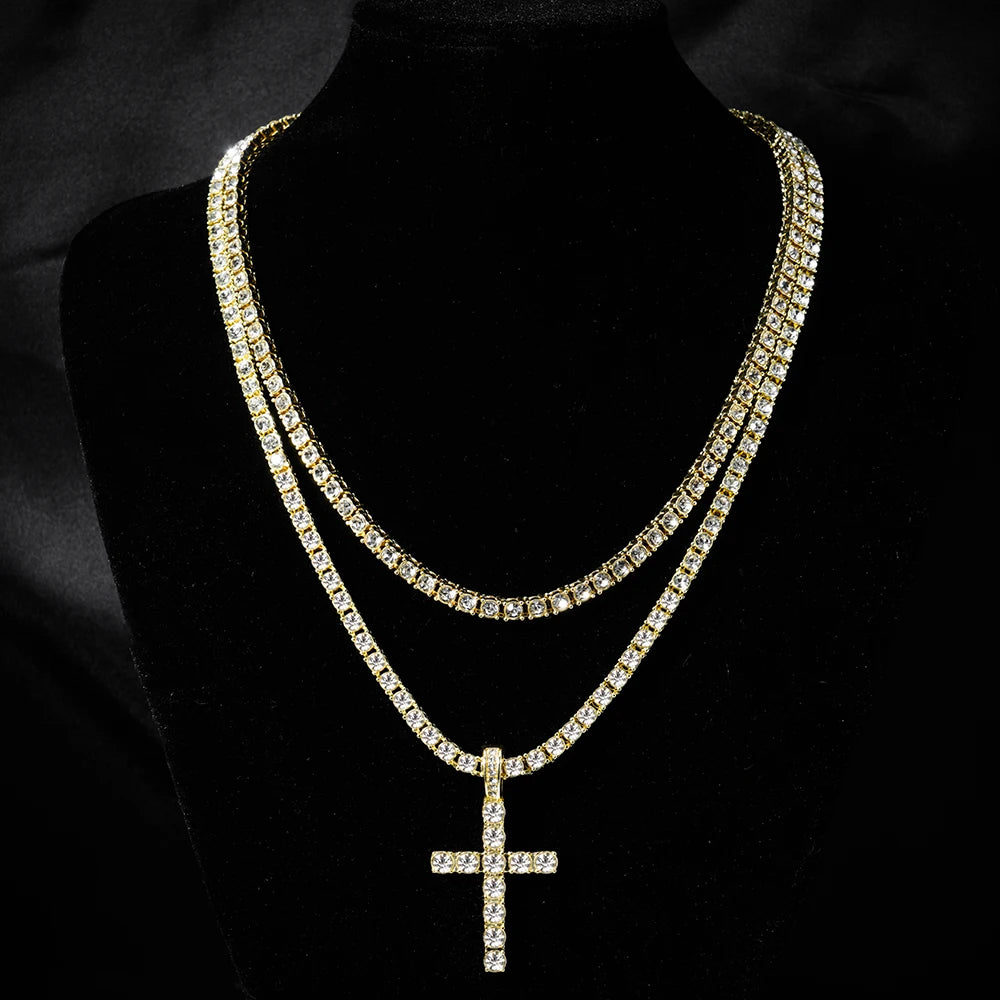 Iced Out Cross Pendant Necklace