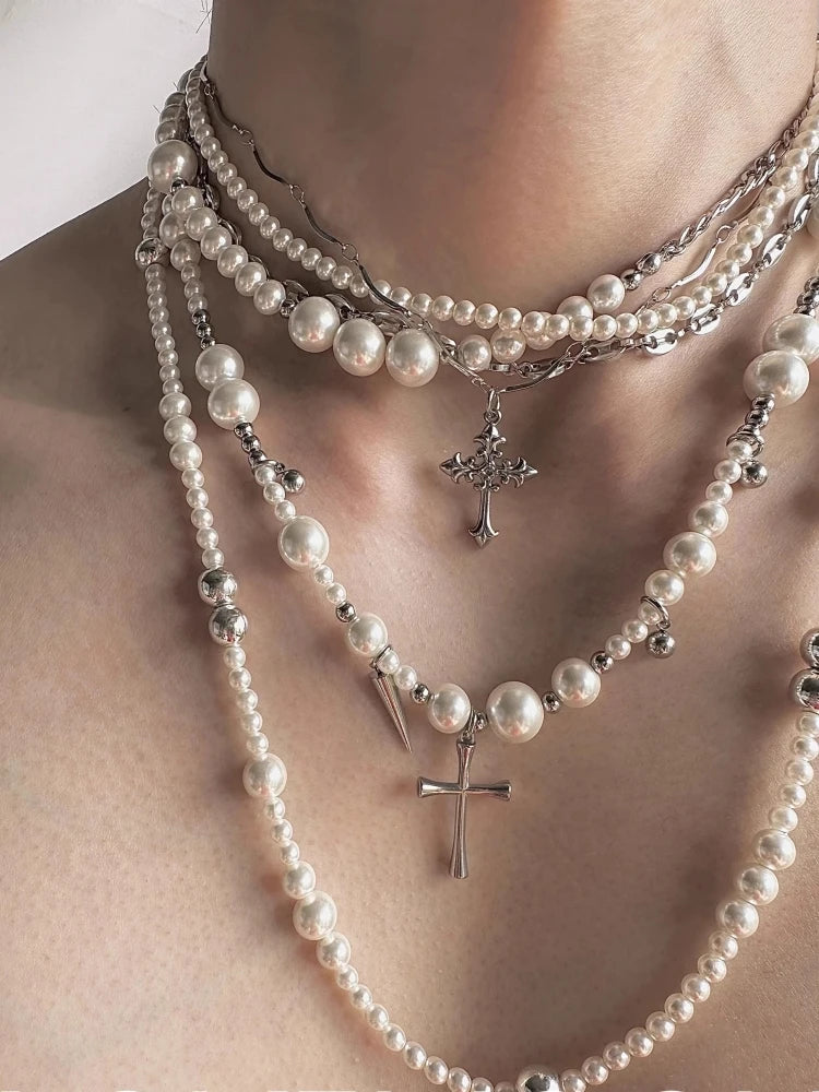 Pearl Cross Pendant Necklace