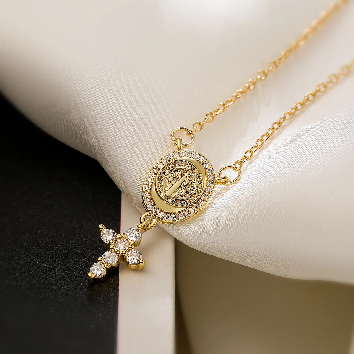 Zircon Cross Pendant Necklace