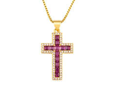 Multicolor Cross Pendant Necklace