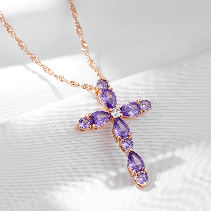 Zircon Cross Pendant Necklace