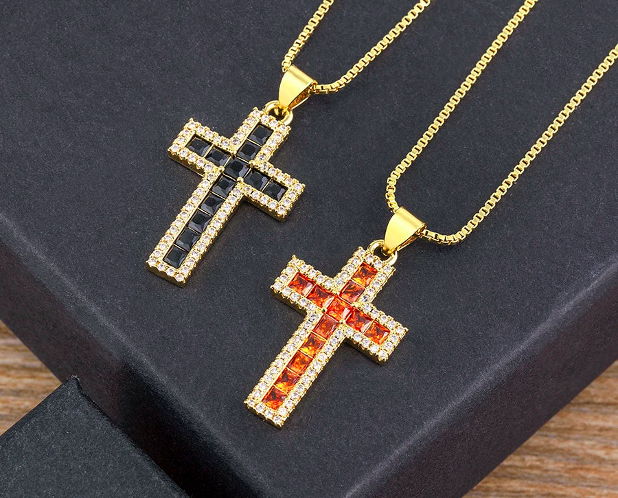 Multicolor Cross Pendant Necklace