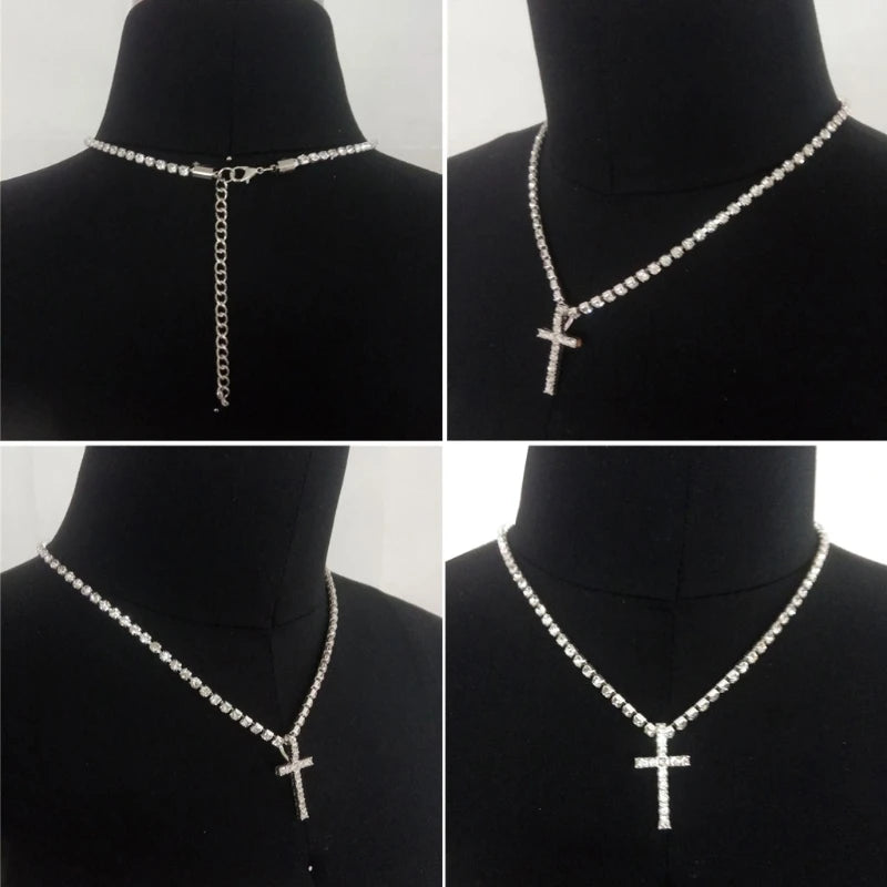 Crystals Cross Pendant Necklace