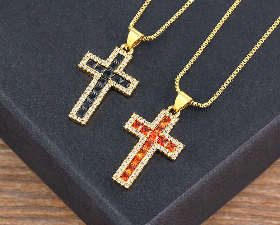 Multicolor Cross Pendant Necklace