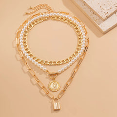 Imitation Pearl Stacked Necklace