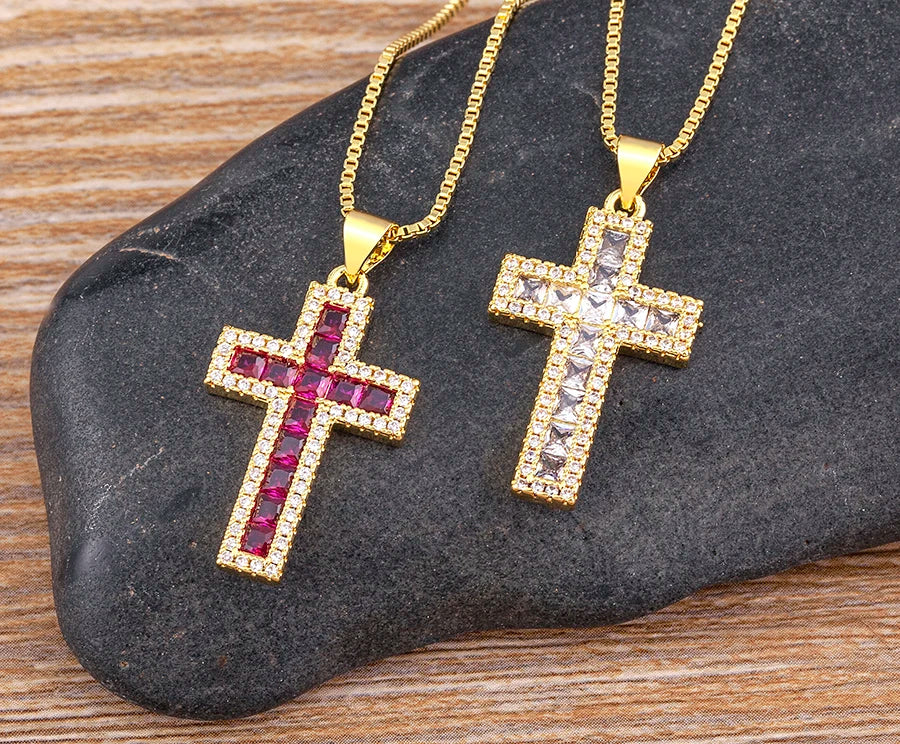 Multicolor Cross Pendant Necklace