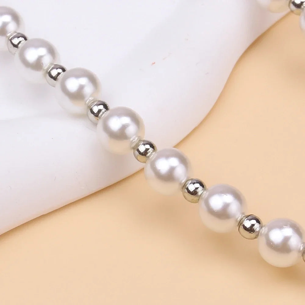 Imitation Pearl Cross Necklace