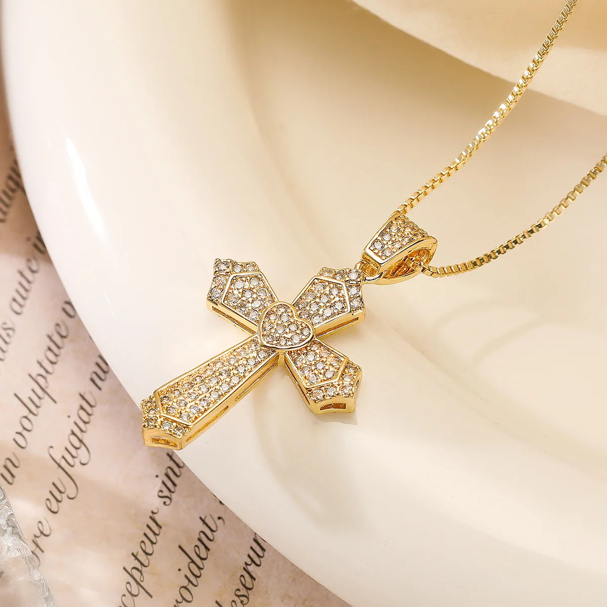 Zircon Cross Pendant Necklace