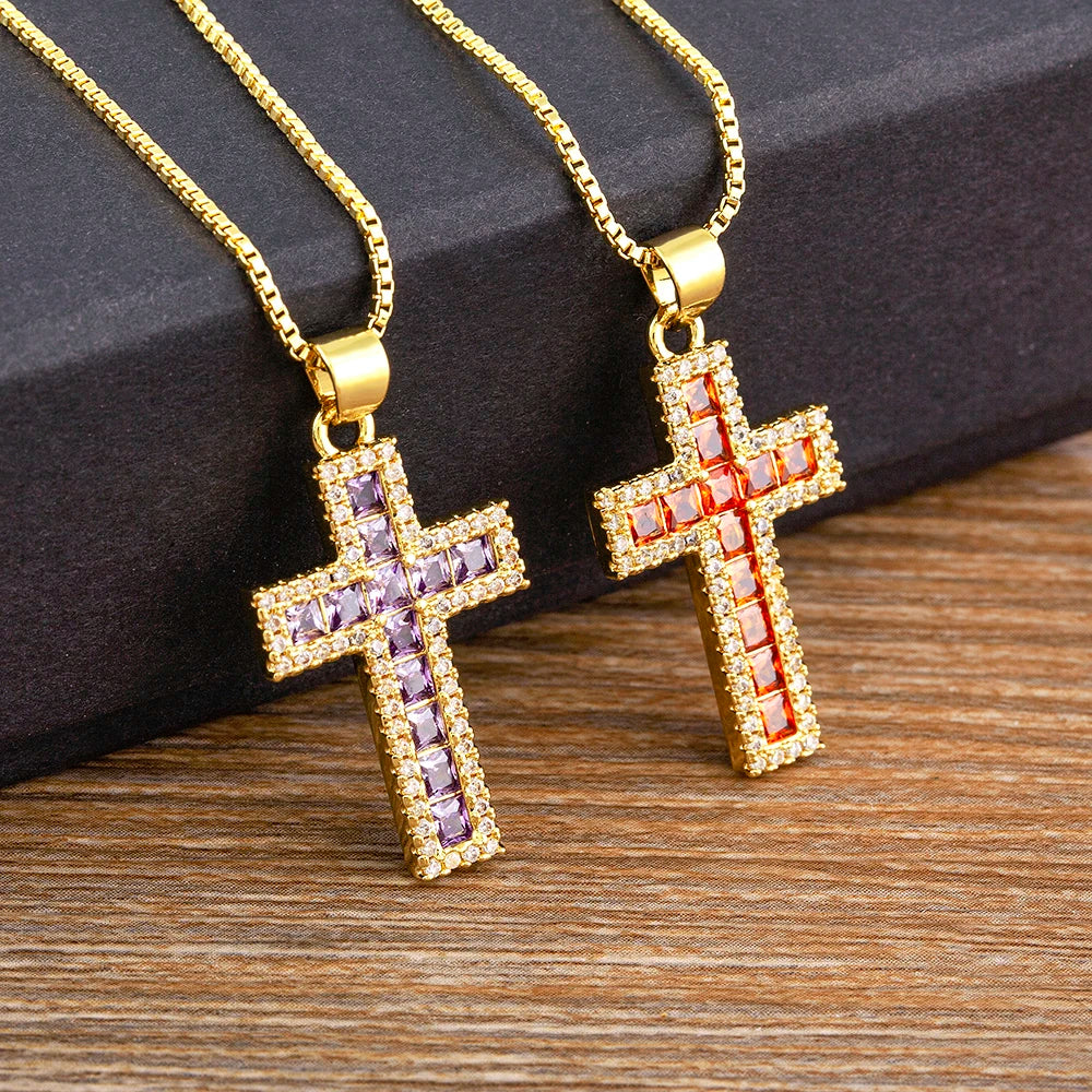 Multicolor Cross Pendant Necklace