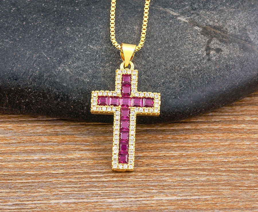 Multicolor Cross Pendant Necklace