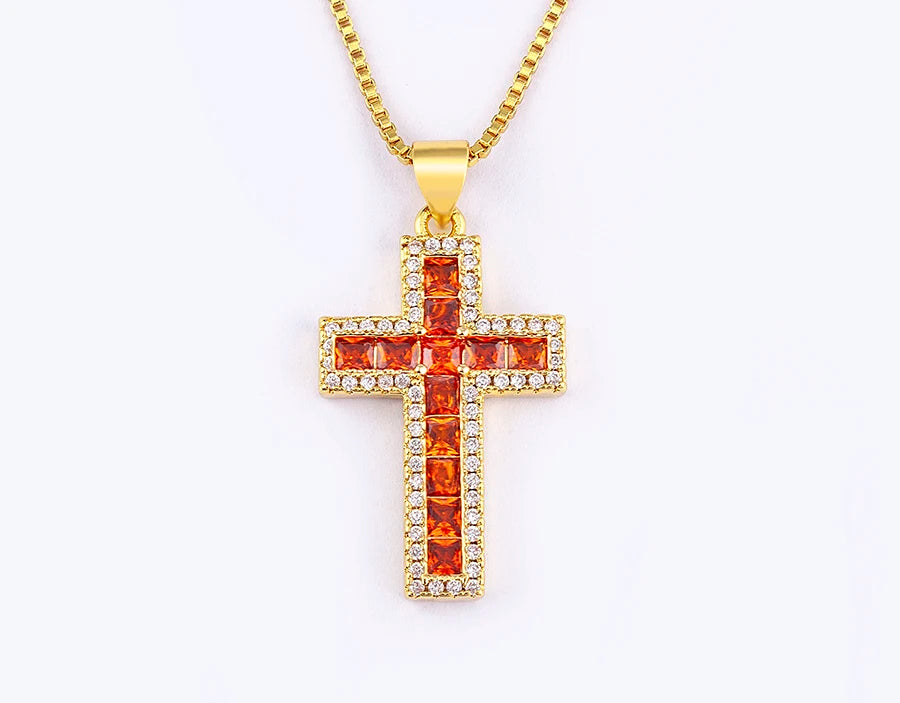 Multicolor Cross Pendant Necklace