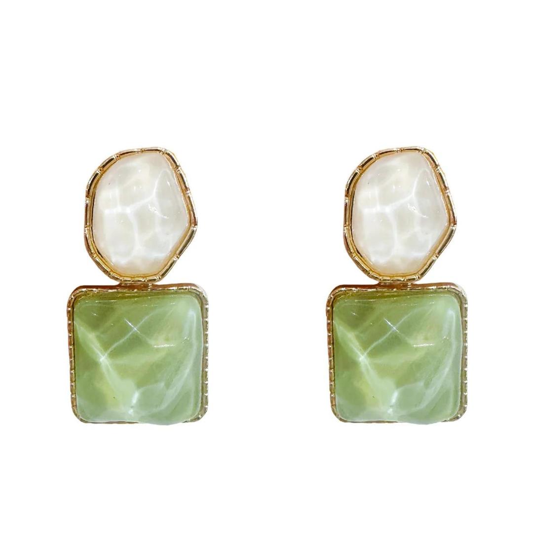 Pre Order:  Sparkling Geometric Resin Square Drop Earrings