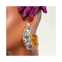 Luxury Waterdrop Rhinestones Hoop Earrings