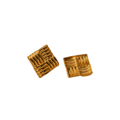 Square Textured Stainless Steel Earrings