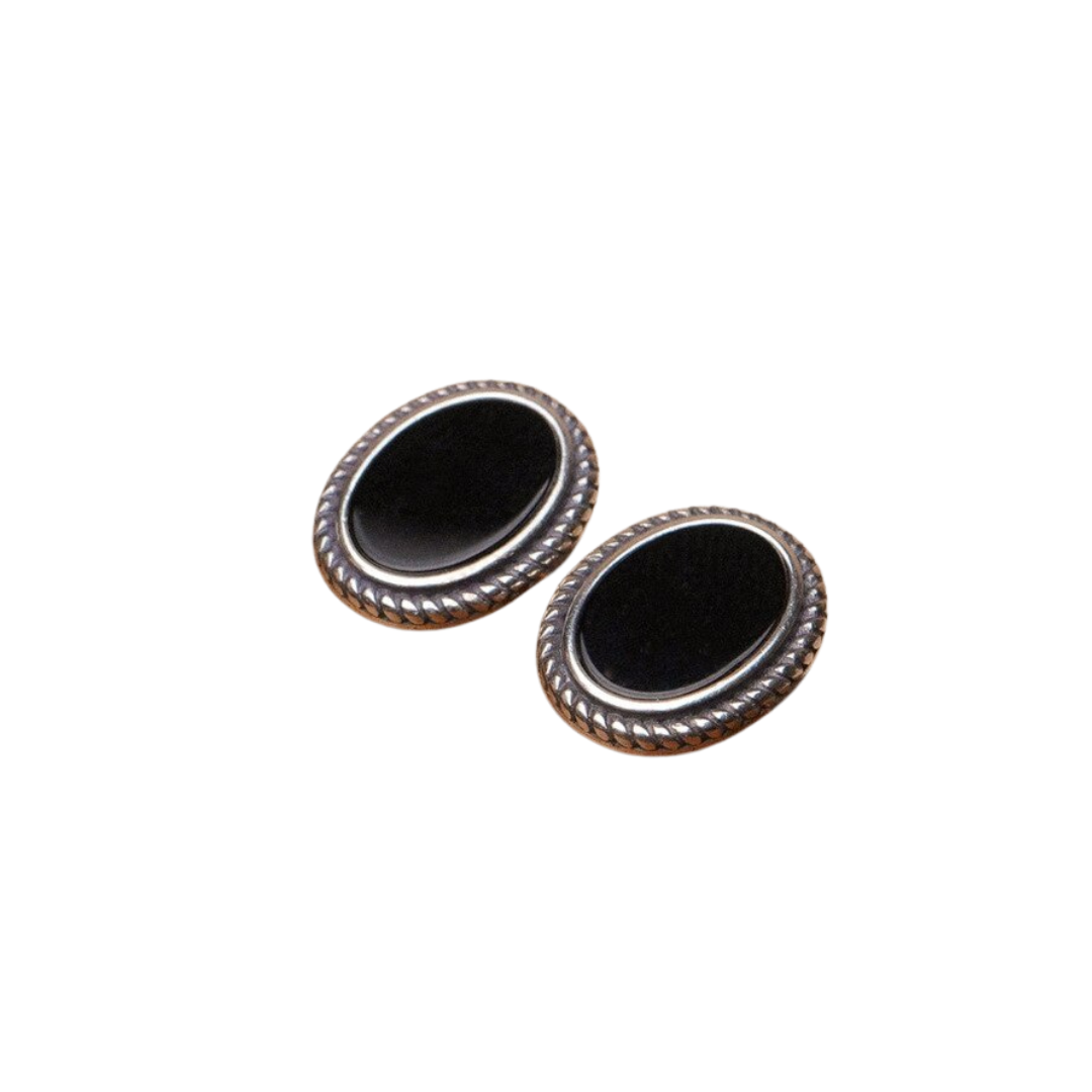 Elegant Black Oval Zircons Stud Earrings