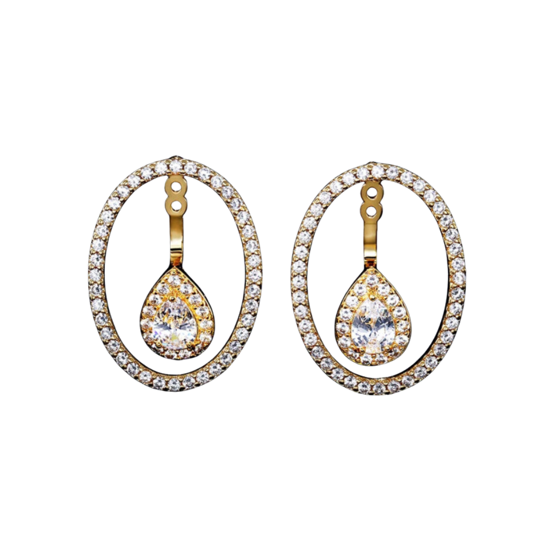 Round Zircon Water Drop Earrings