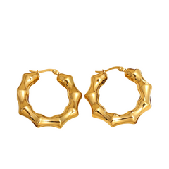 Charm Bamboo Stainless Steel Hoop Earrings