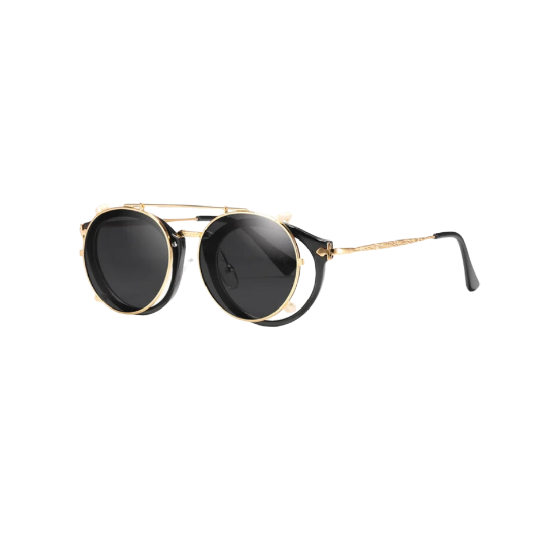 Retro Steampunk Round Clip On UV400 Sunglasses