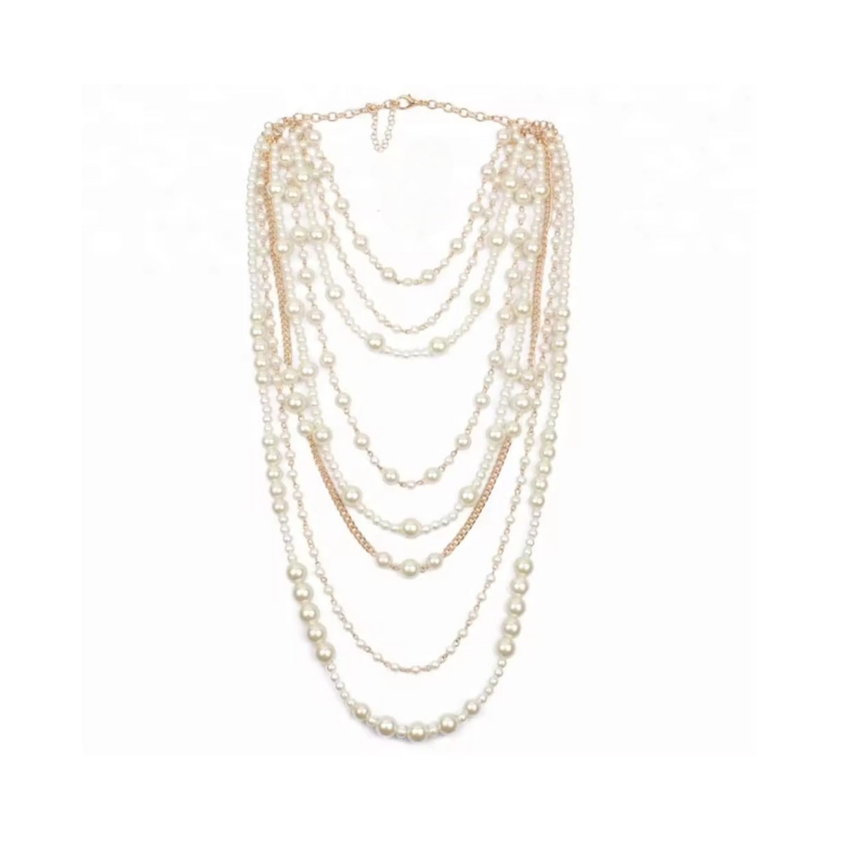 Moon Girl Multi-layer Pearls Chain Necklace