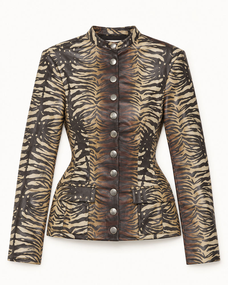 x REVOLVE Faux Leather Military Jacket