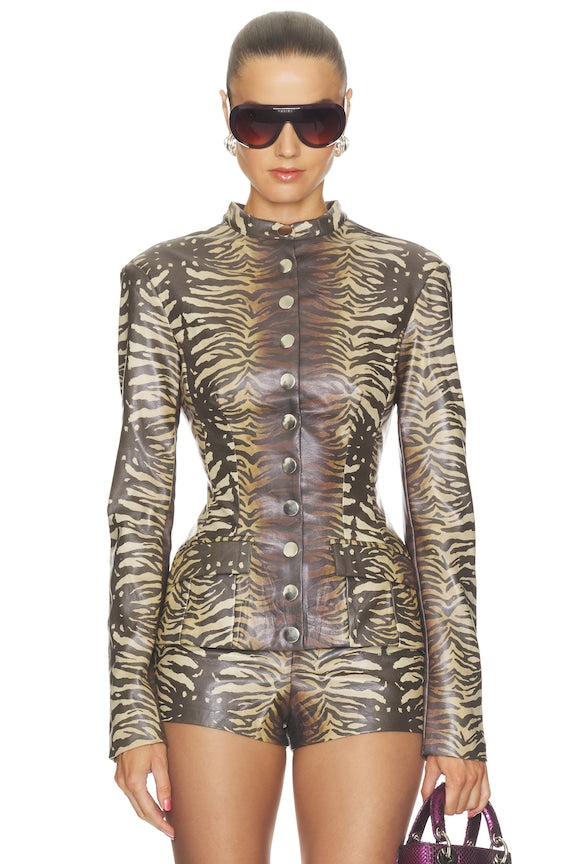 x REVOLVE Faux Leather Military Jacket
