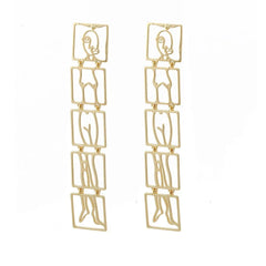 Body Individuality Statement Gold Dangle Drop Earrings