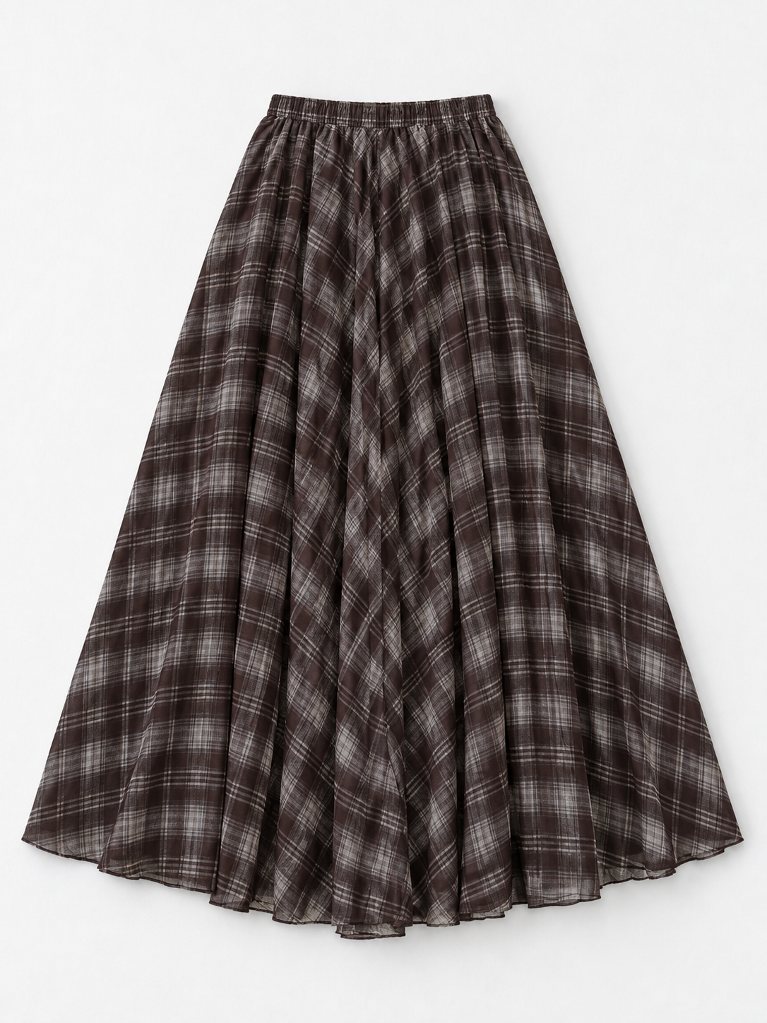 Muted Check Maxi Skirt