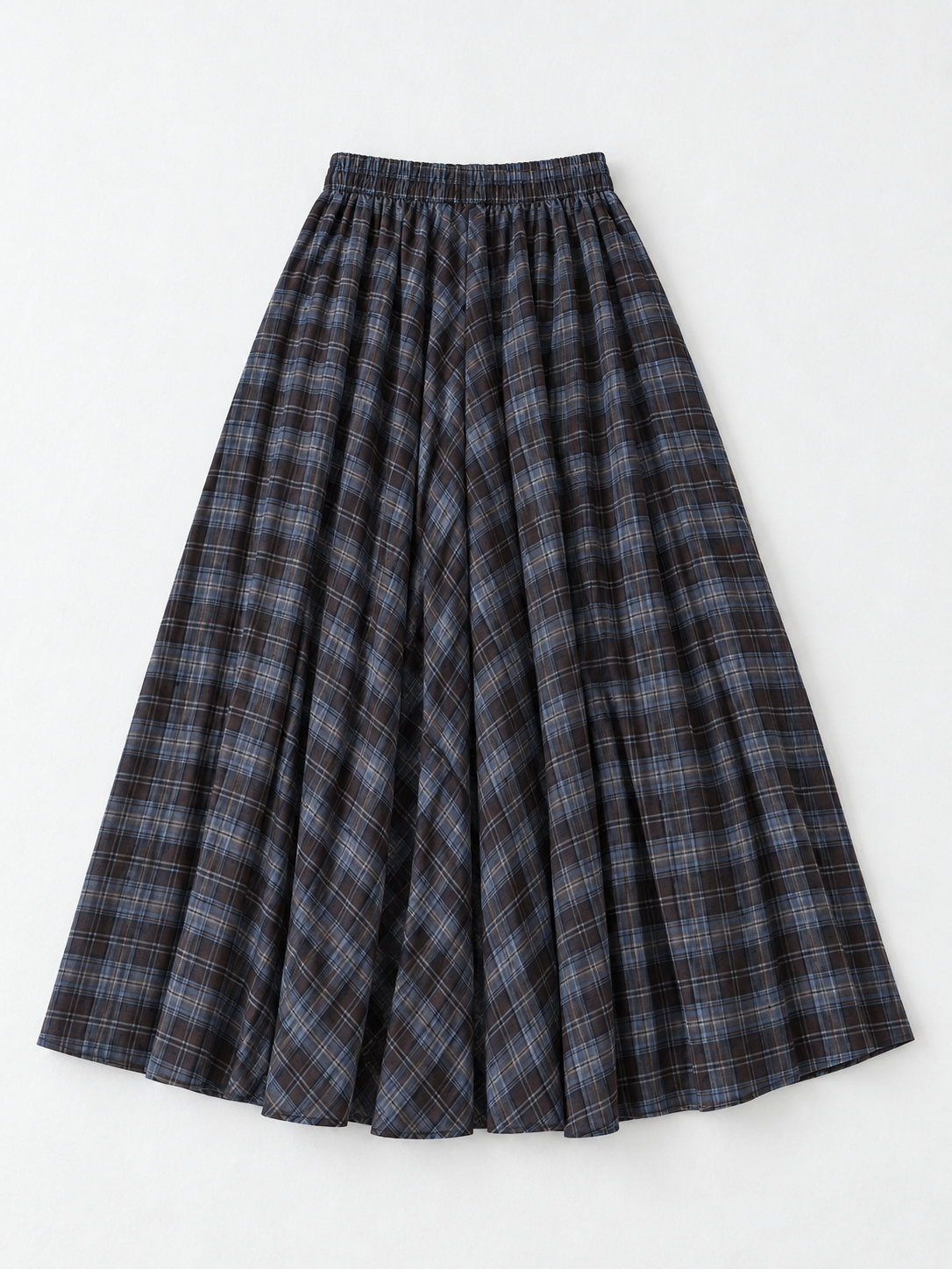 Muted Check Maxi Skirt