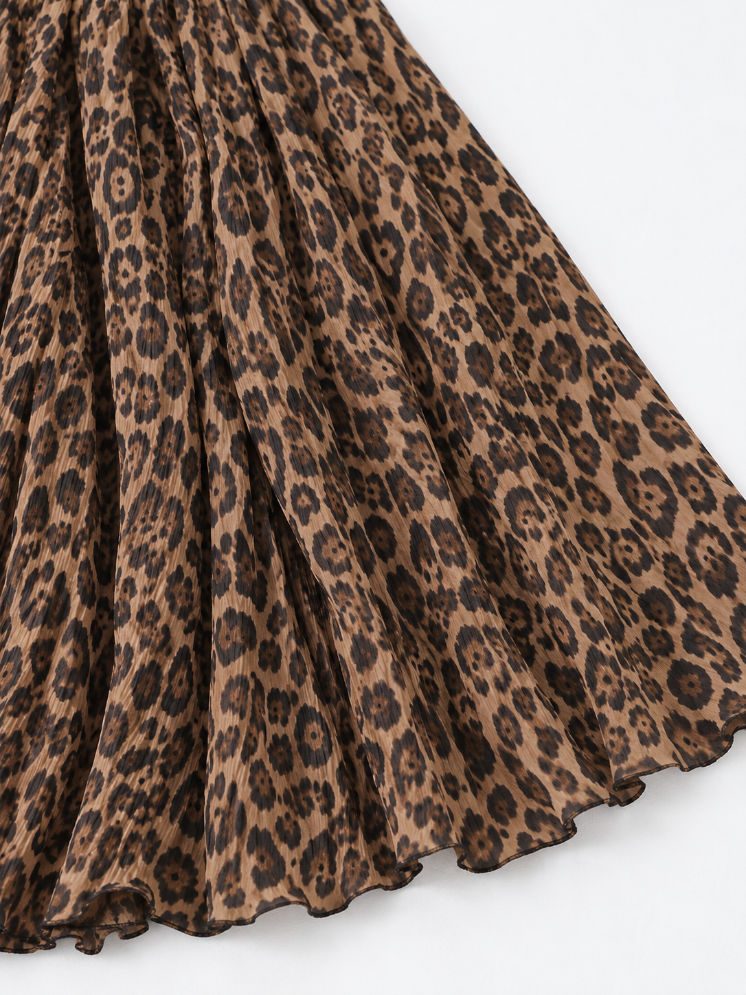 Leopard Pleated Midi Skirt