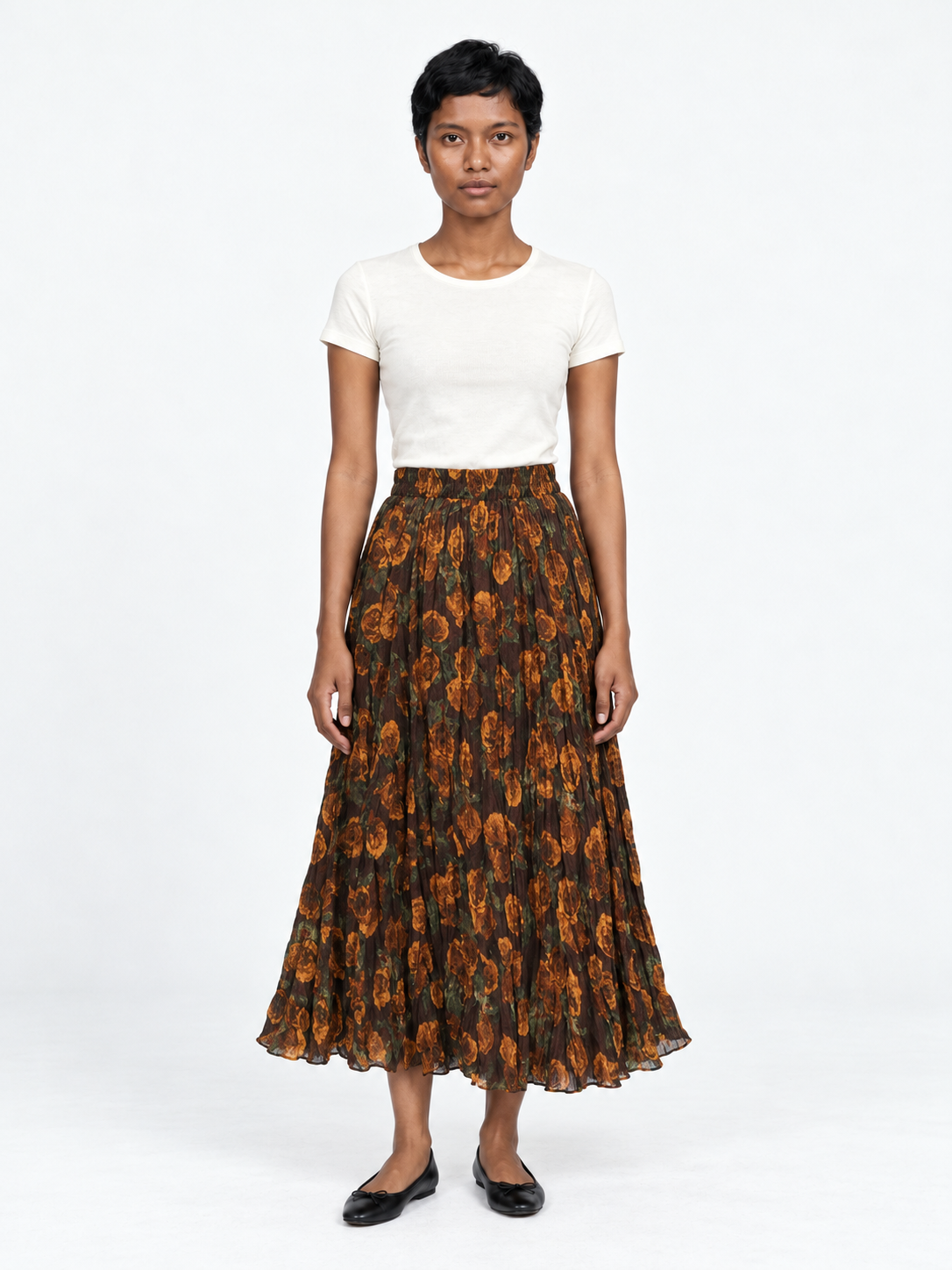Leopard Pleated Midi Skirt