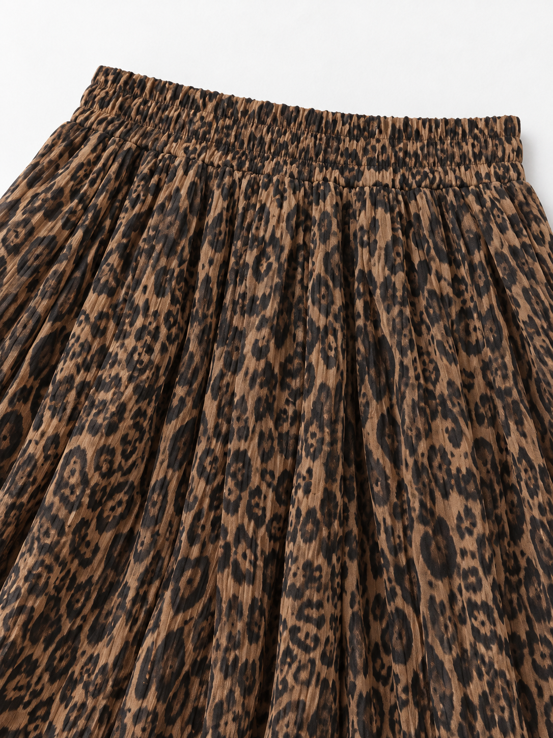 Leopard Pleated Midi Skirt