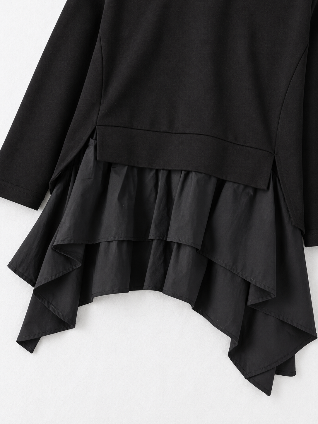 Ruffle-Hem High-Neck Sweatshirt