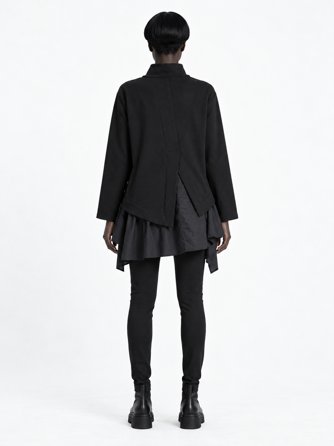 Ruffle-Hem High-Neck Sweatshirt