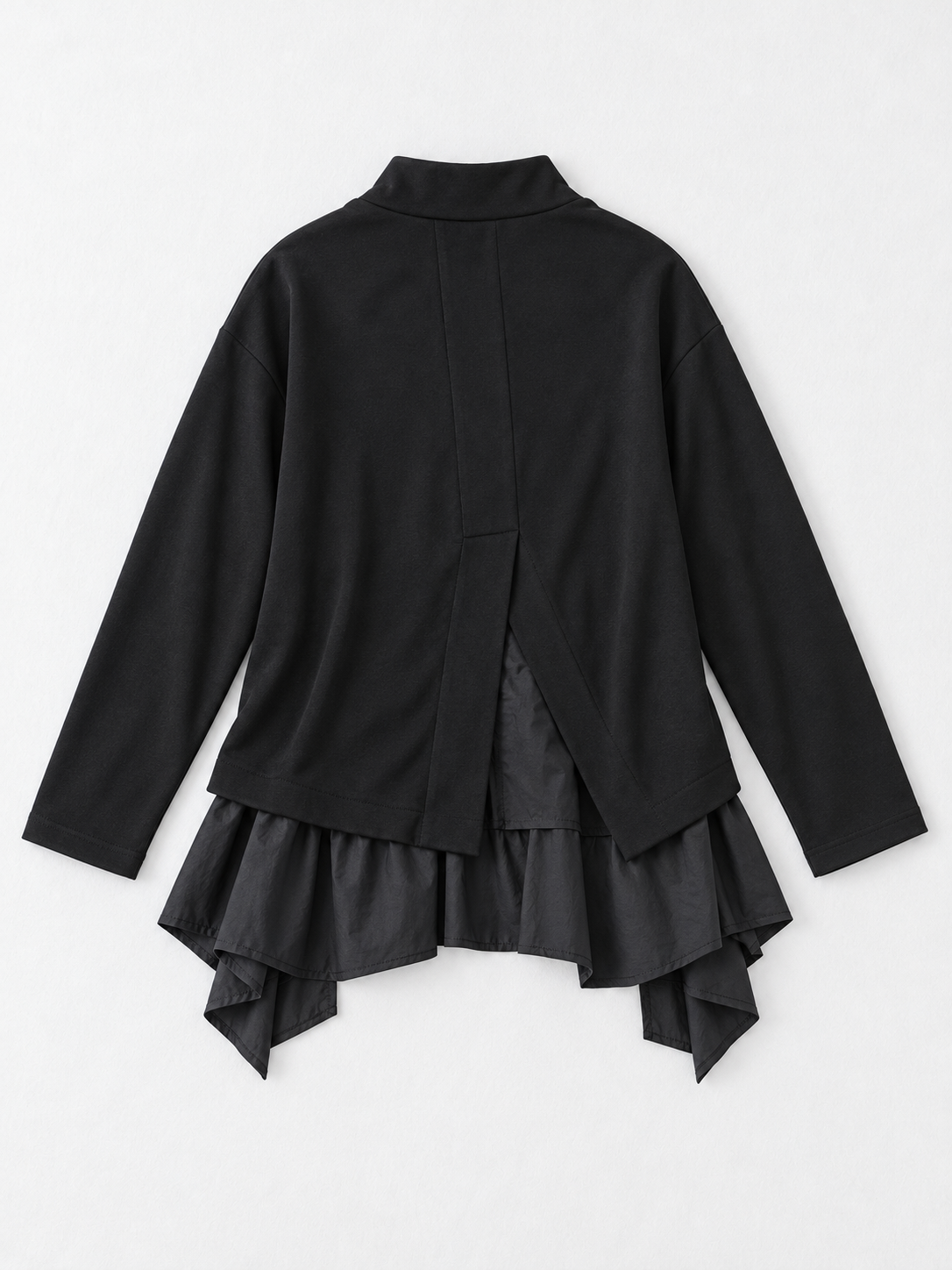 Ruffle-Hem High-Neck Sweatshirt