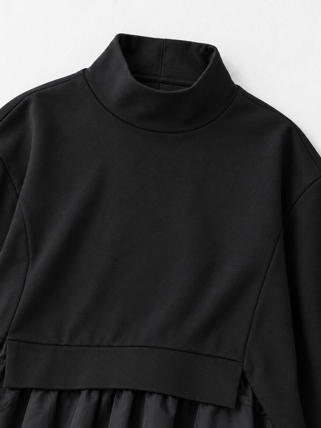 Ruffle-Hem High-Neck Sweatshirt